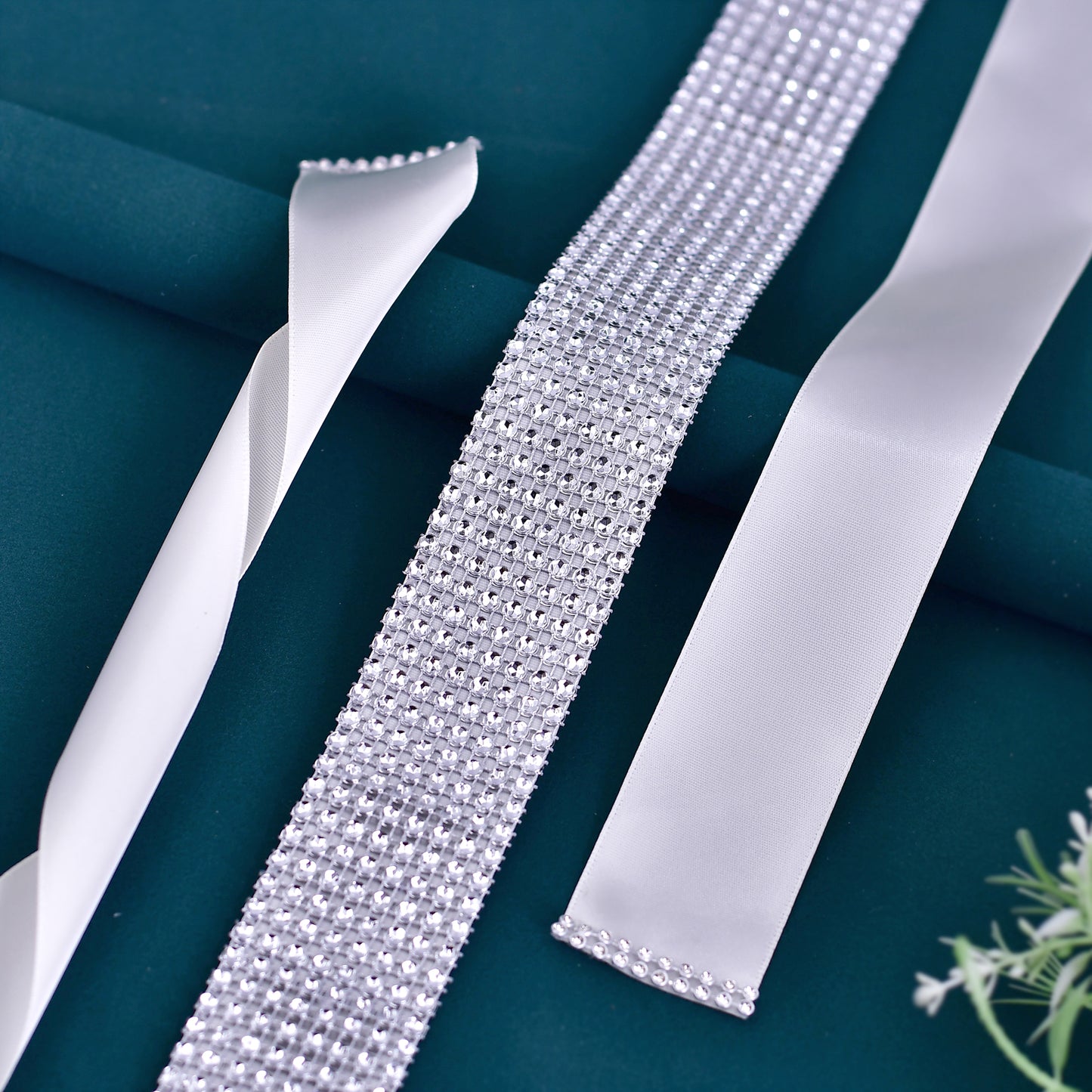 BRIDELLA BS19-4 Simple Dress Belt Silver Sequin Clothing Accessories Off White Strap Waist Belt