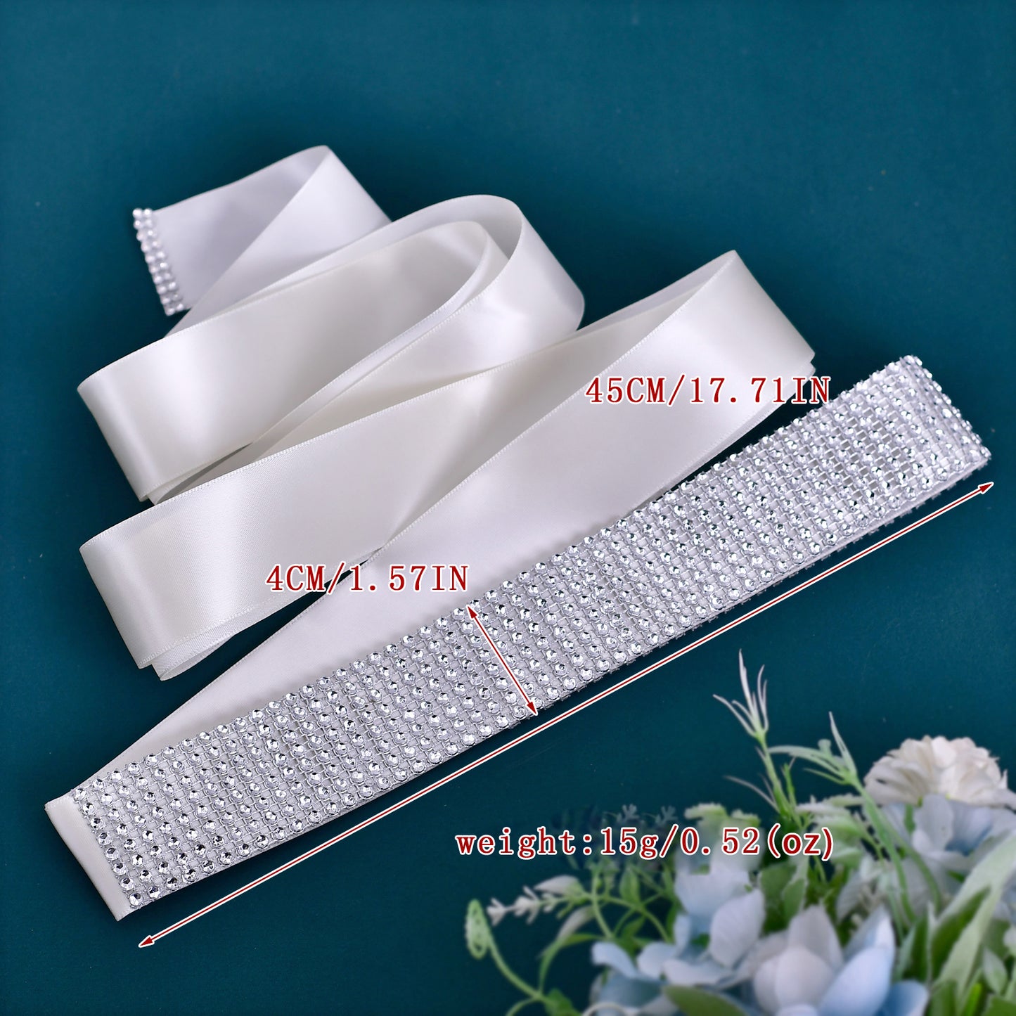 BRIDELLA BS19-4 Simple Dress Belt Silver Sequin Clothing Accessories Off White Strap Waist Belt