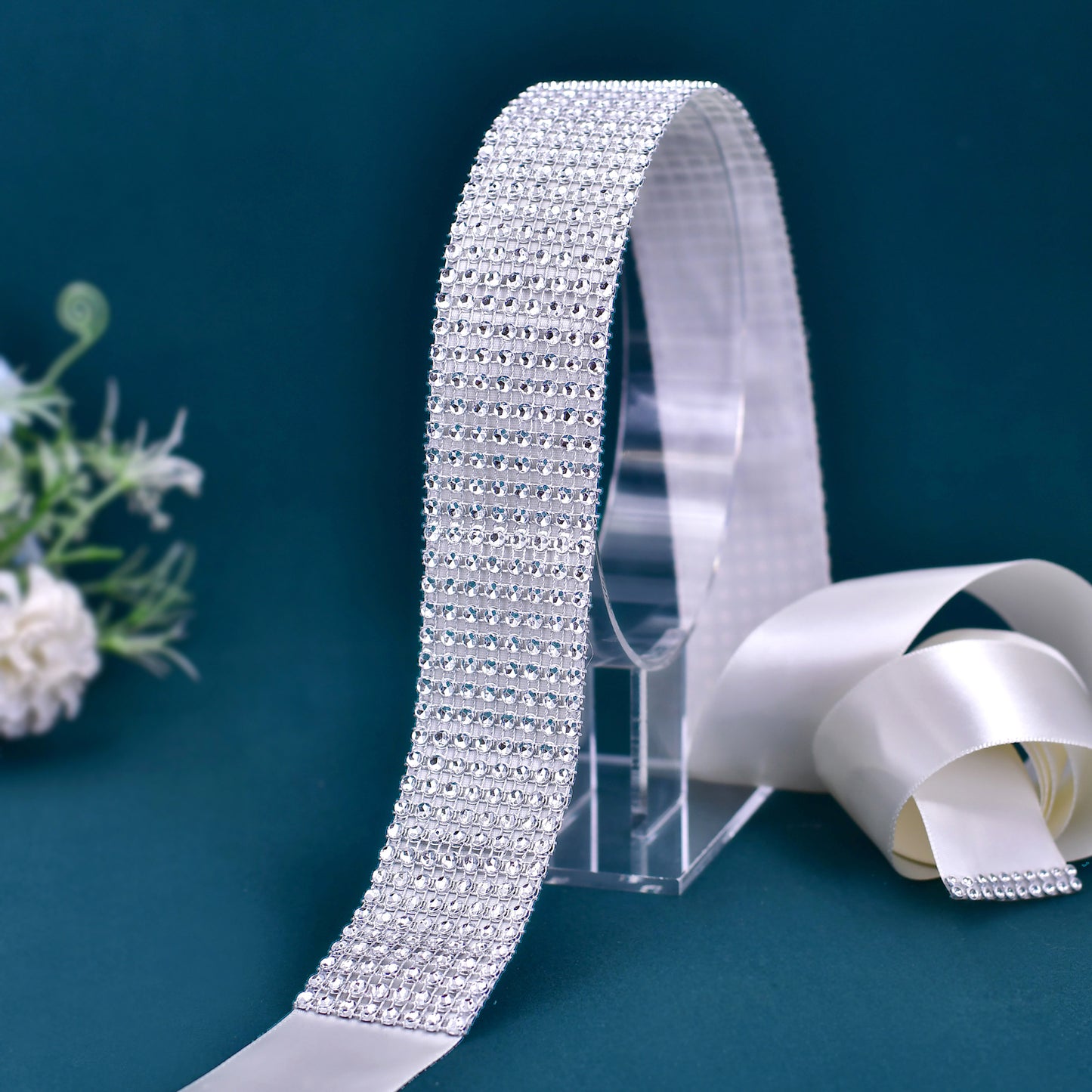 BRIDELLA BS19-4 Simple Dress Belt Silver Sequin Clothing Accessories Off White Strap Waist Belt