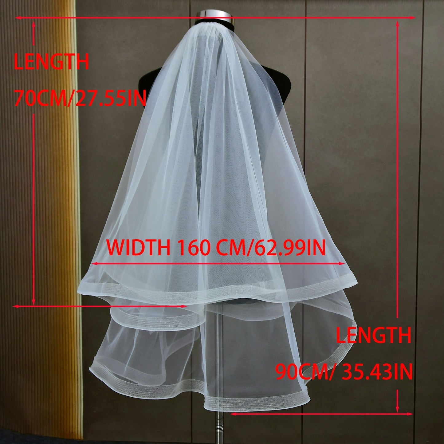 BRIDELLA BV69  Double Layer Short Fingertip Length Veil Bridal Veil Suitable For Wedding Party Registration With Hair Comb
