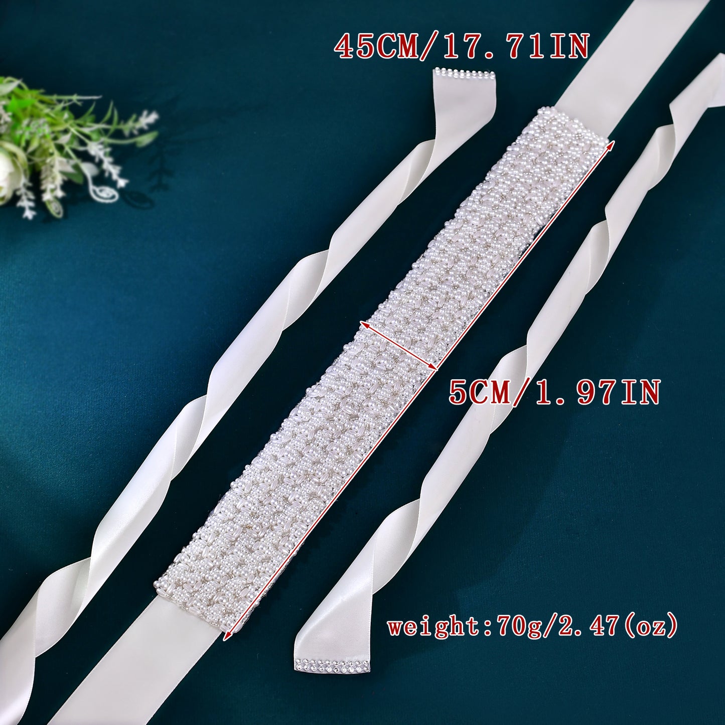 BRIDELLA BS20 Pearl Wedding Belt Wide Plus Size Womens Dress Accessories