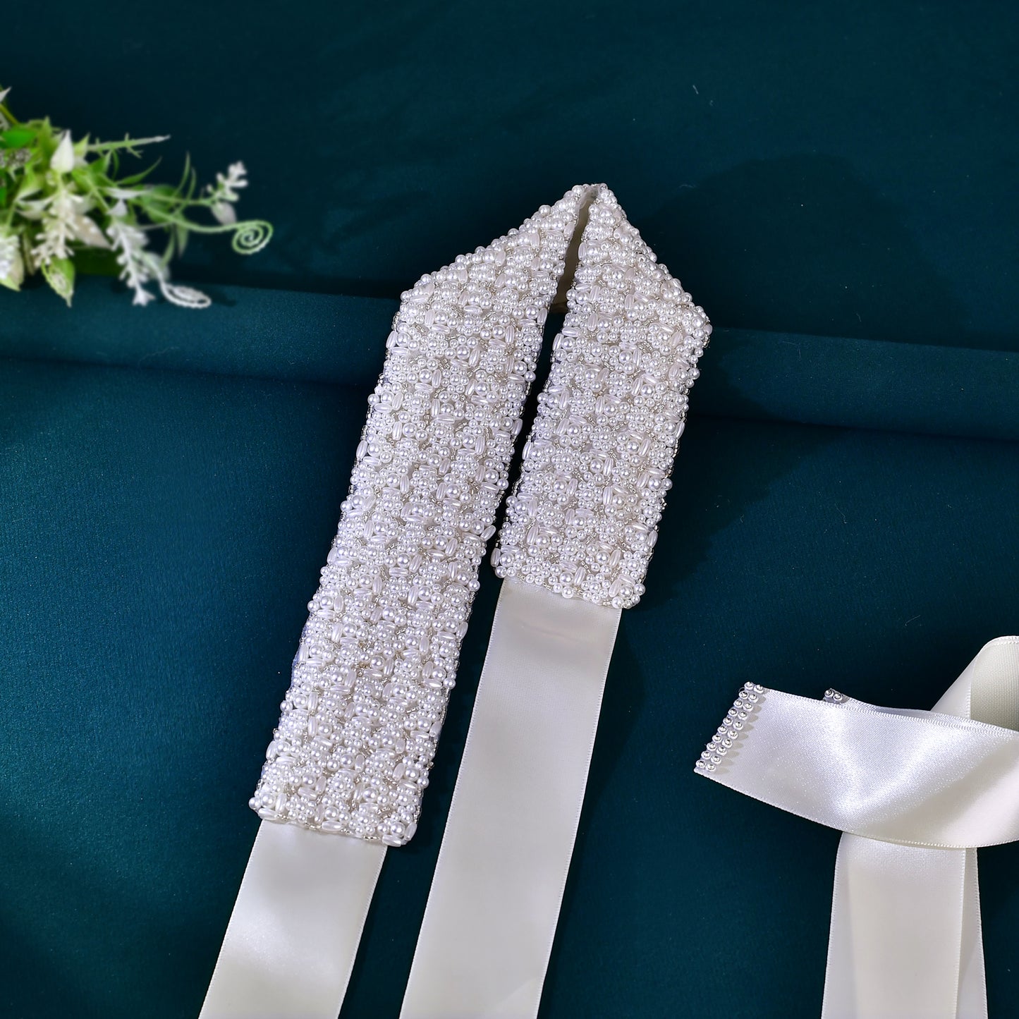BRIDELLA BS20 Pearl Wedding Belt Wide Plus Size Womens Dress Accessories