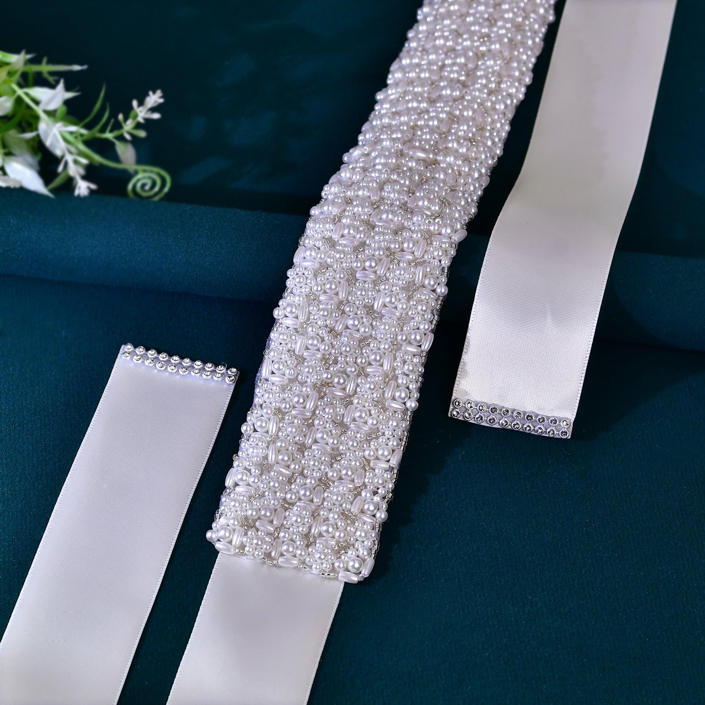 BRIDELLA BS20 Pearl Wedding Belt Wide Plus Size Womens Dress Accessories
