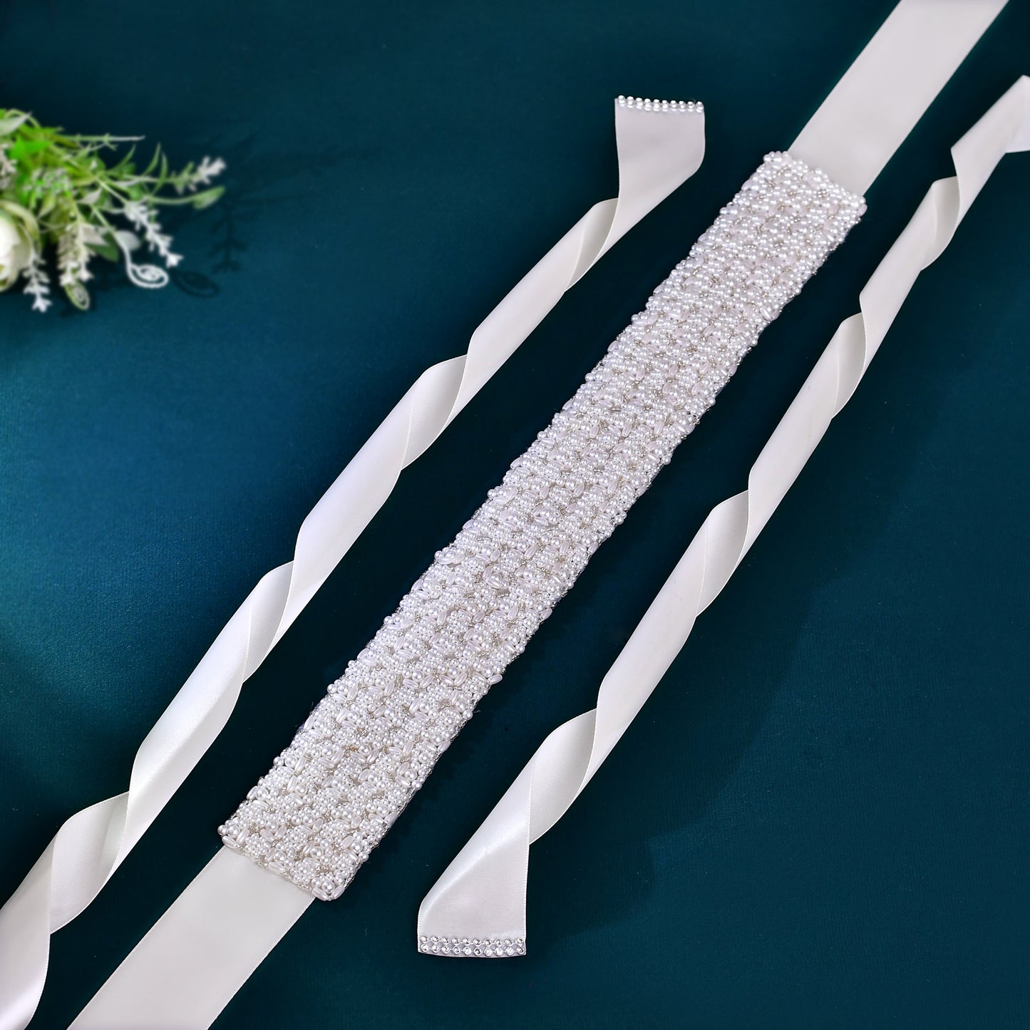 BRIDELLA BS20 Pearl Wedding Belt Wide Plus Size Womens Dress Accessories