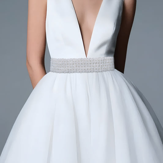 BRIDELLA BS20 Pearl Wedding Belt Wide Plus Size Womens Dress Accessories