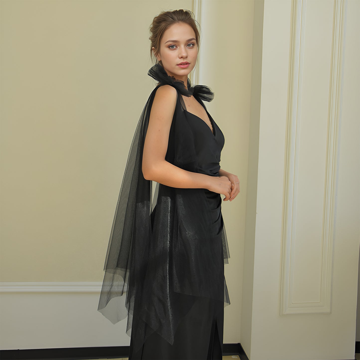 MG59-B black pearl mesh shawl