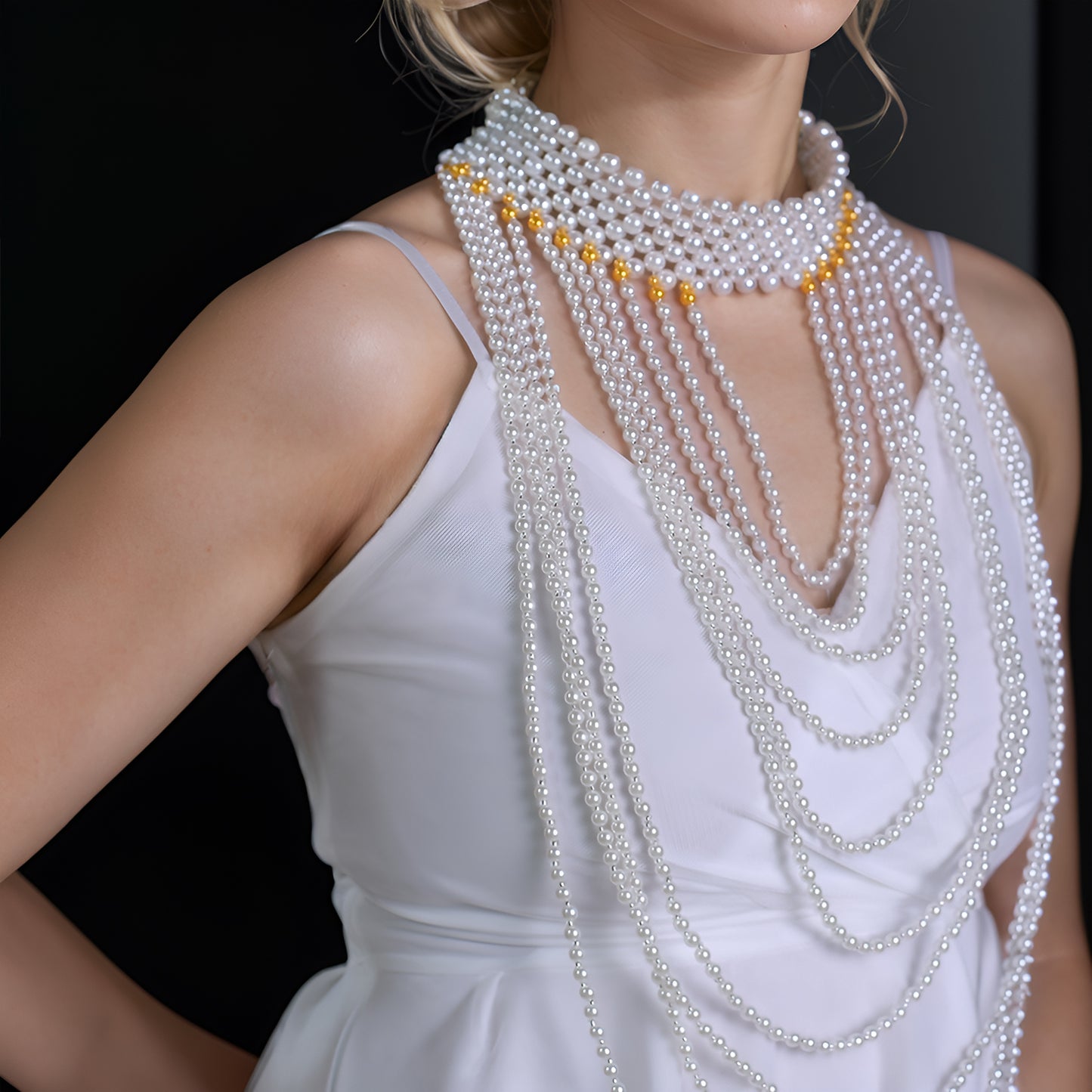 VG102 white pearl shawl