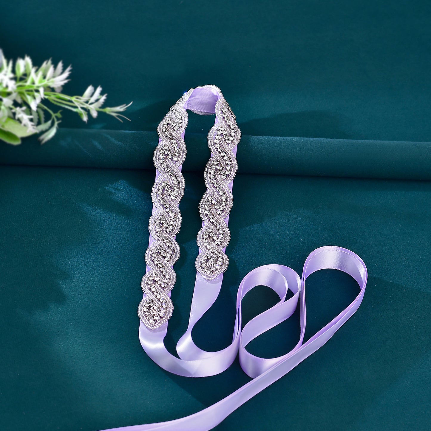 BRIDELLA BS62 Light Purple Dress Belt Rhinestone Wedding Accessories Adjustable Waistband