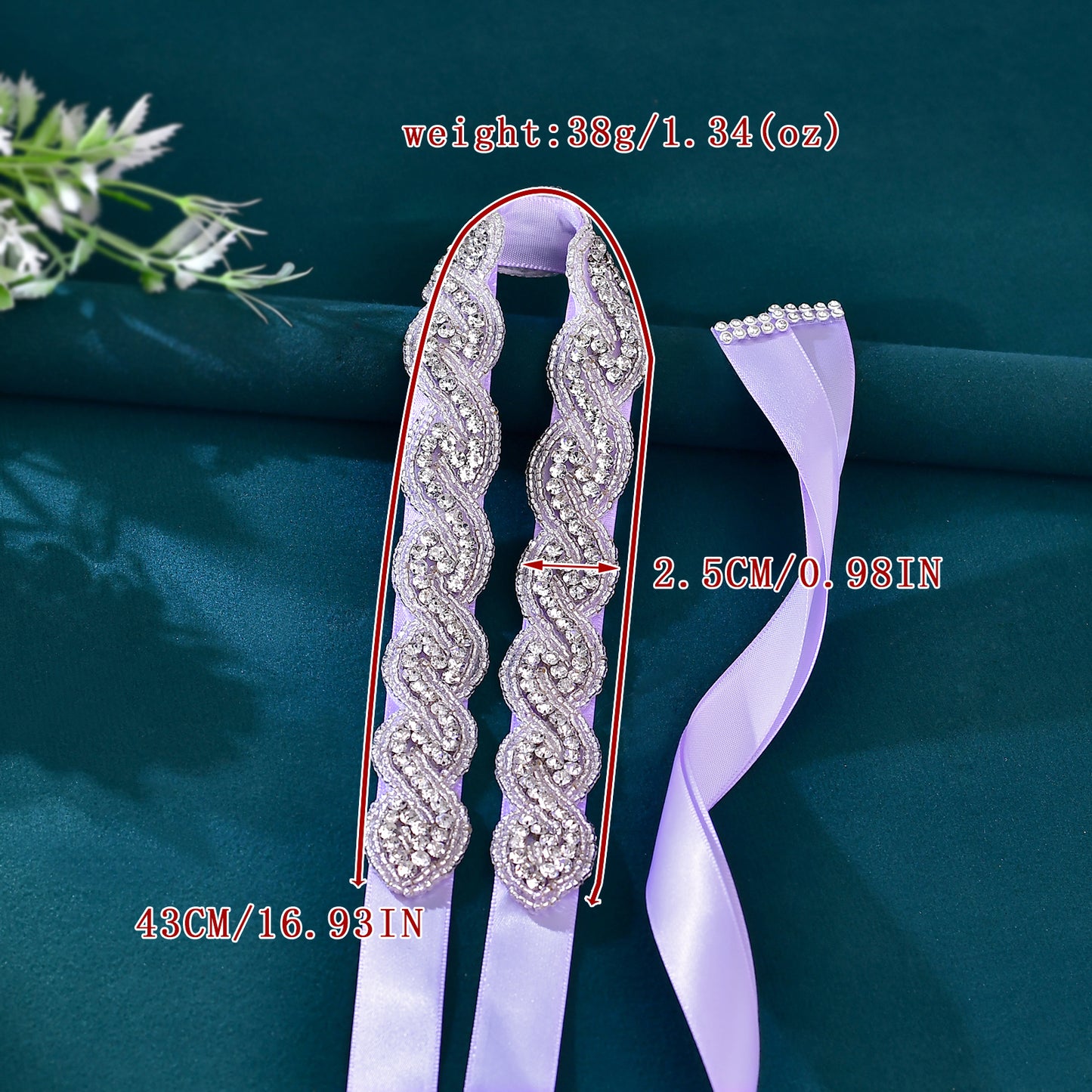 BRIDELLA BS62 Light Purple Dress Belt Rhinestone Wedding Accessories Adjustable Waistband