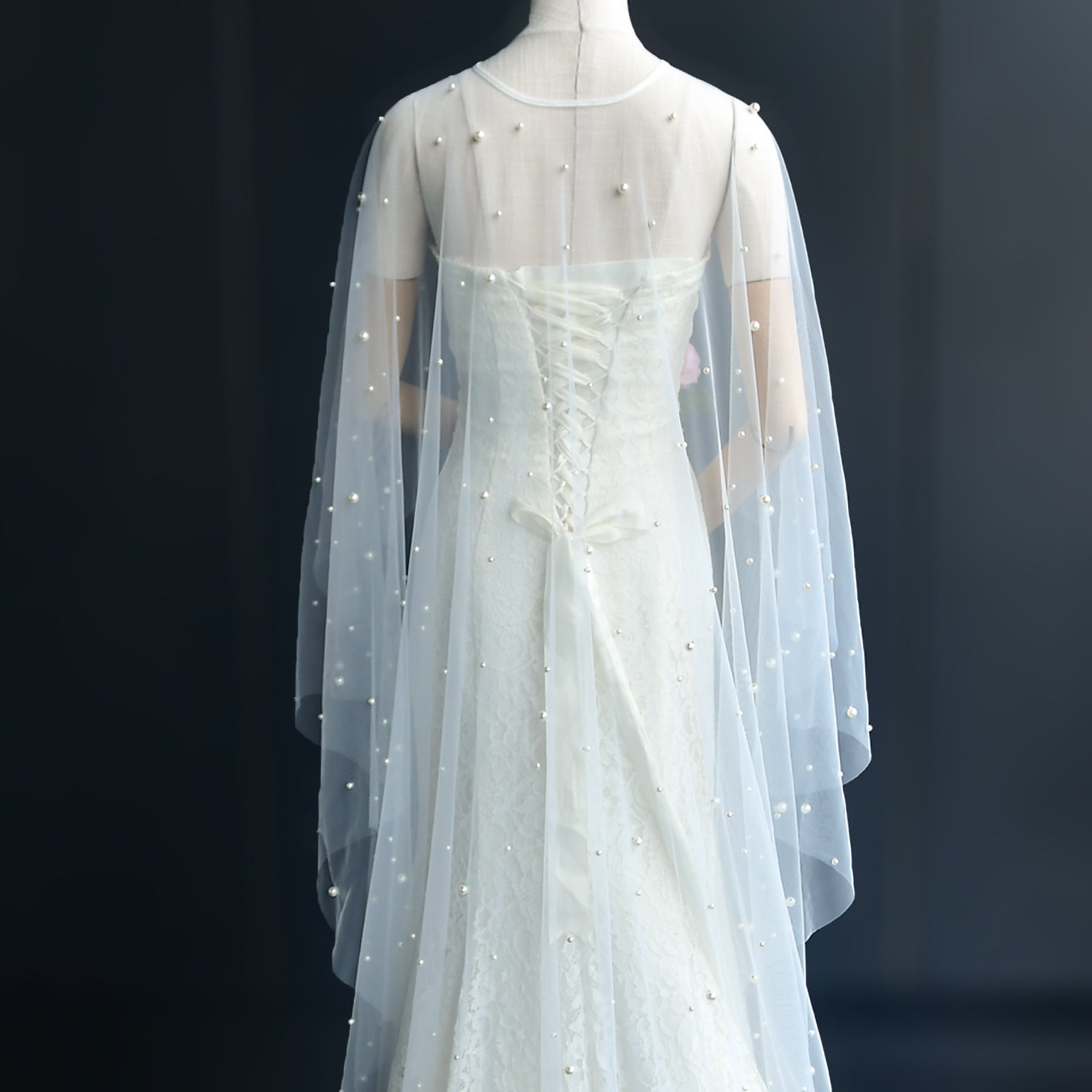 VG50-W white pearl mesh shawl