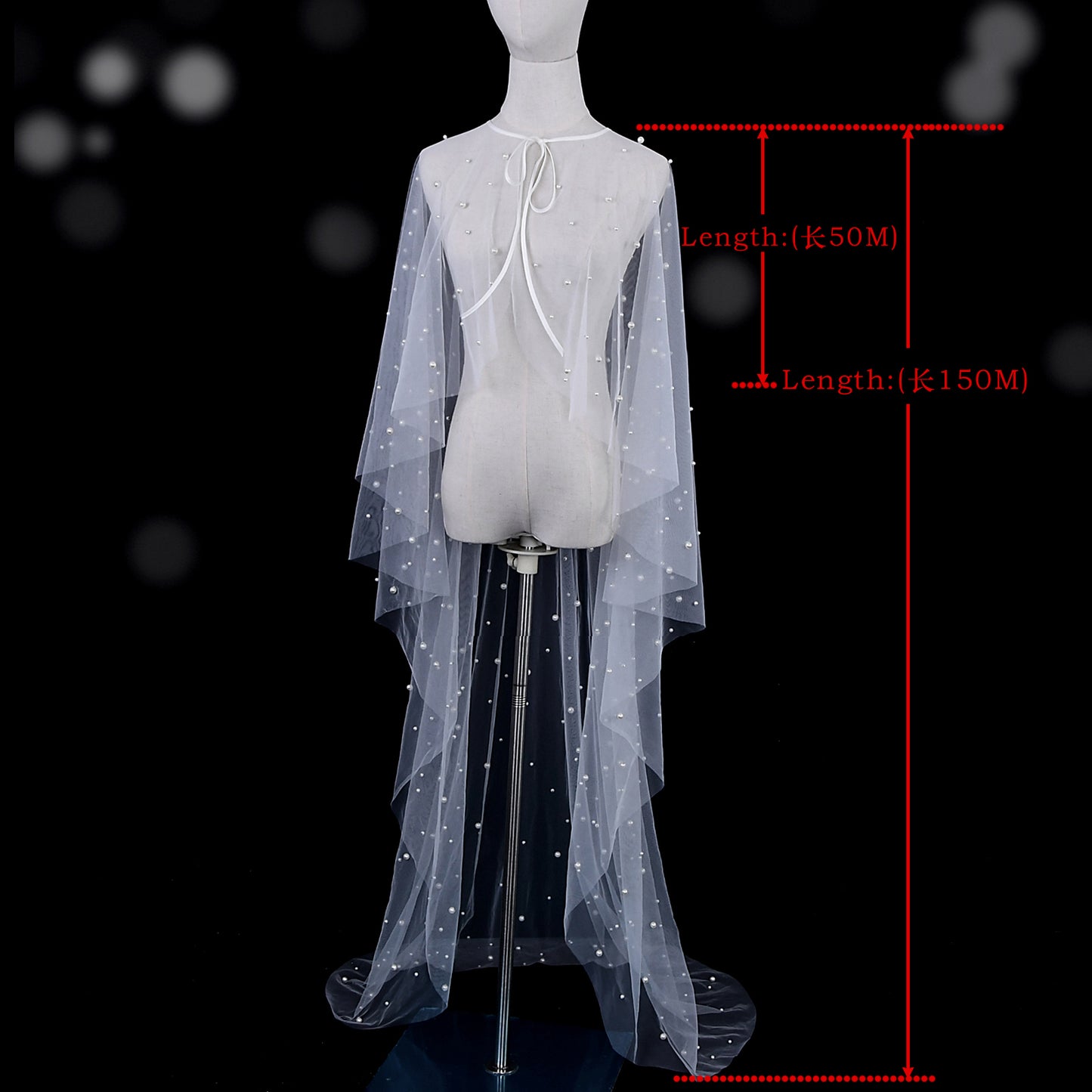 VG50-W white pearl mesh shawl