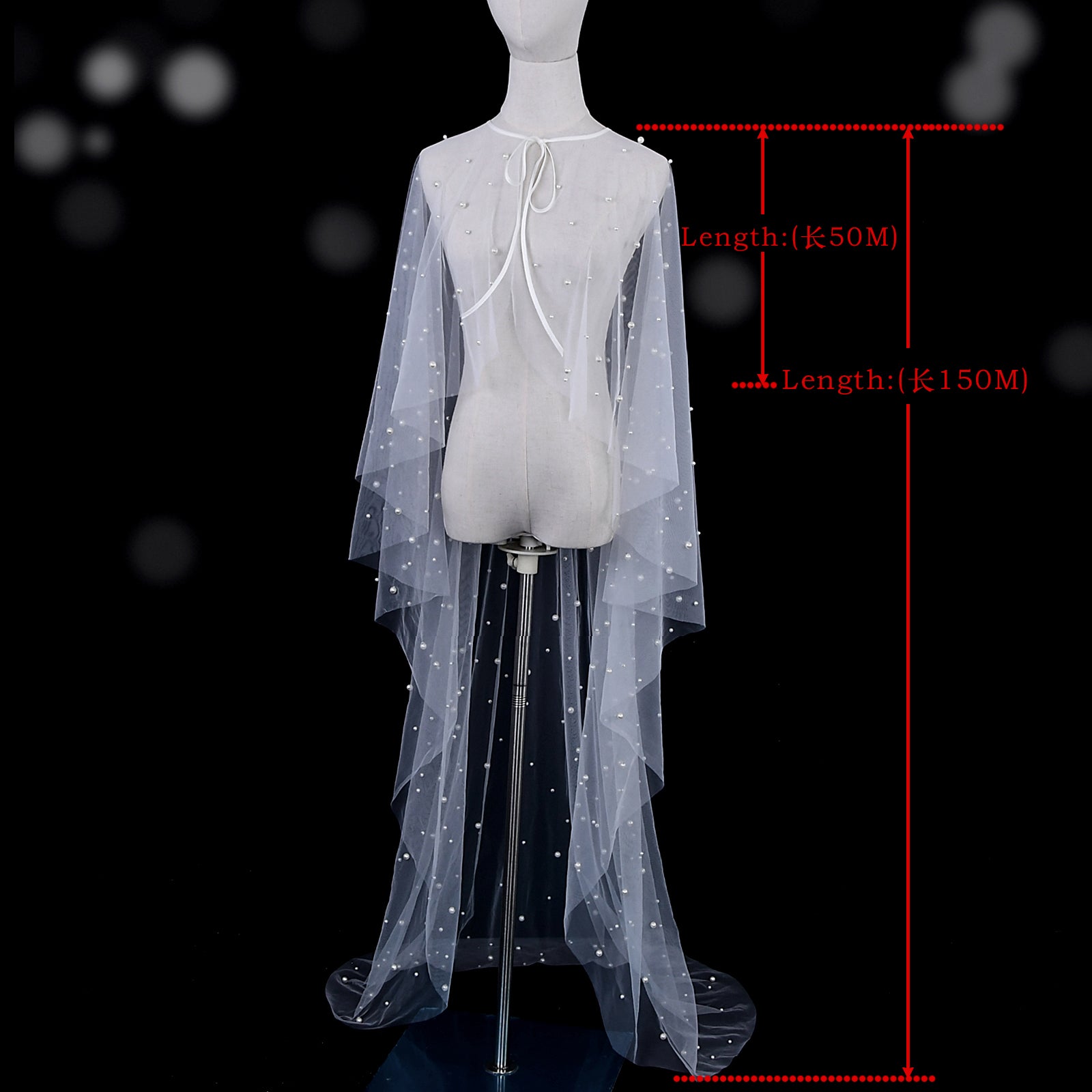 VG50-W white pearl mesh shawl