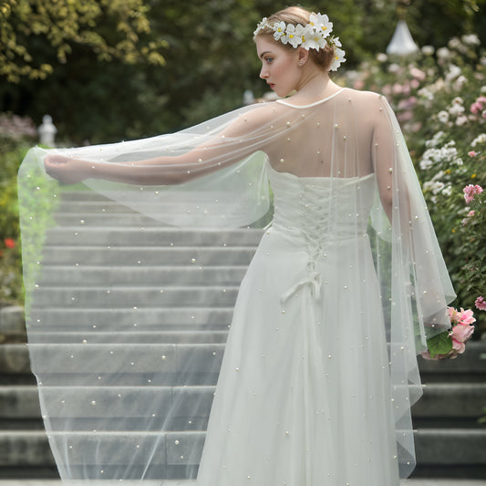 VG50-W white pearl mesh shawl