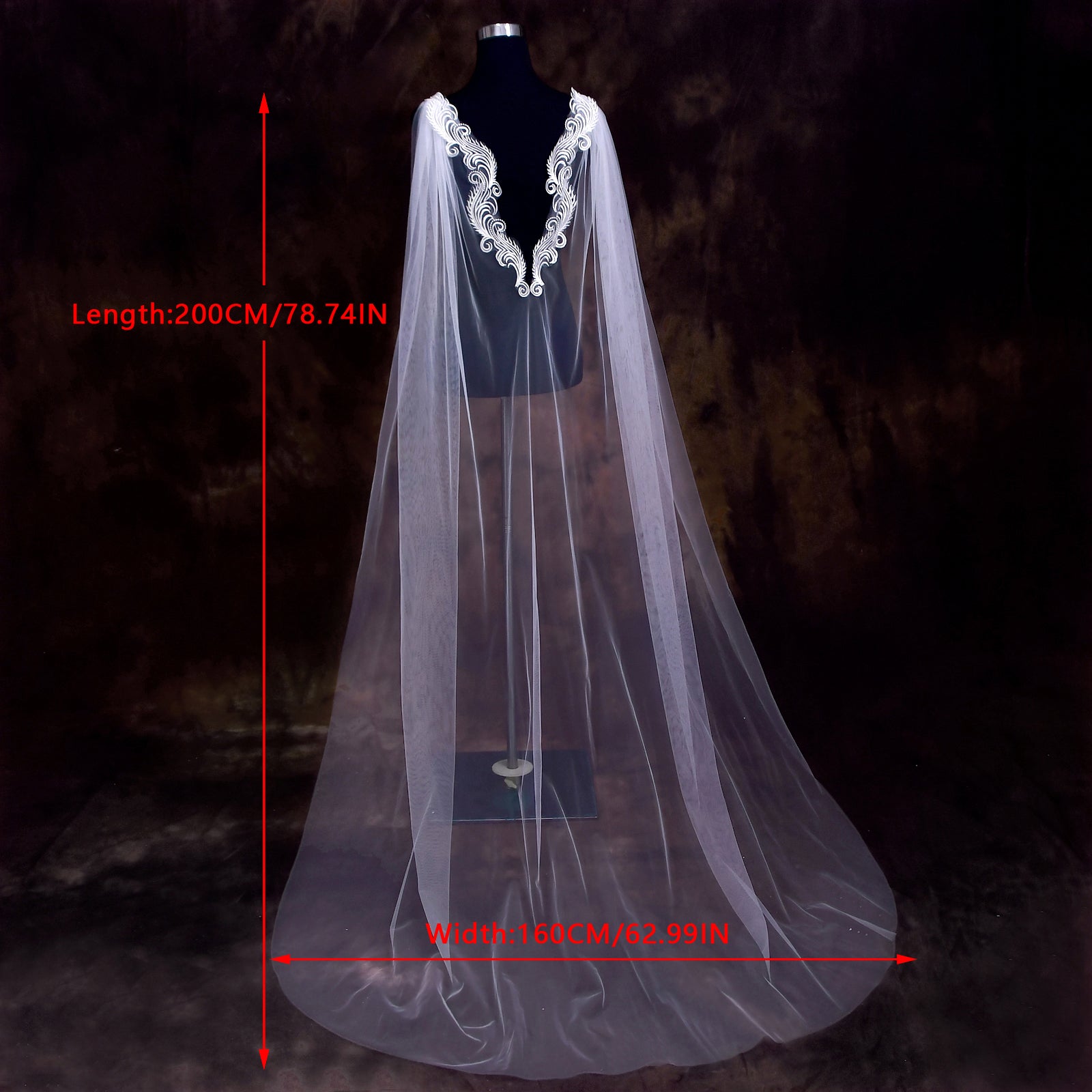 VG85-IY3 white lace mesh shawl