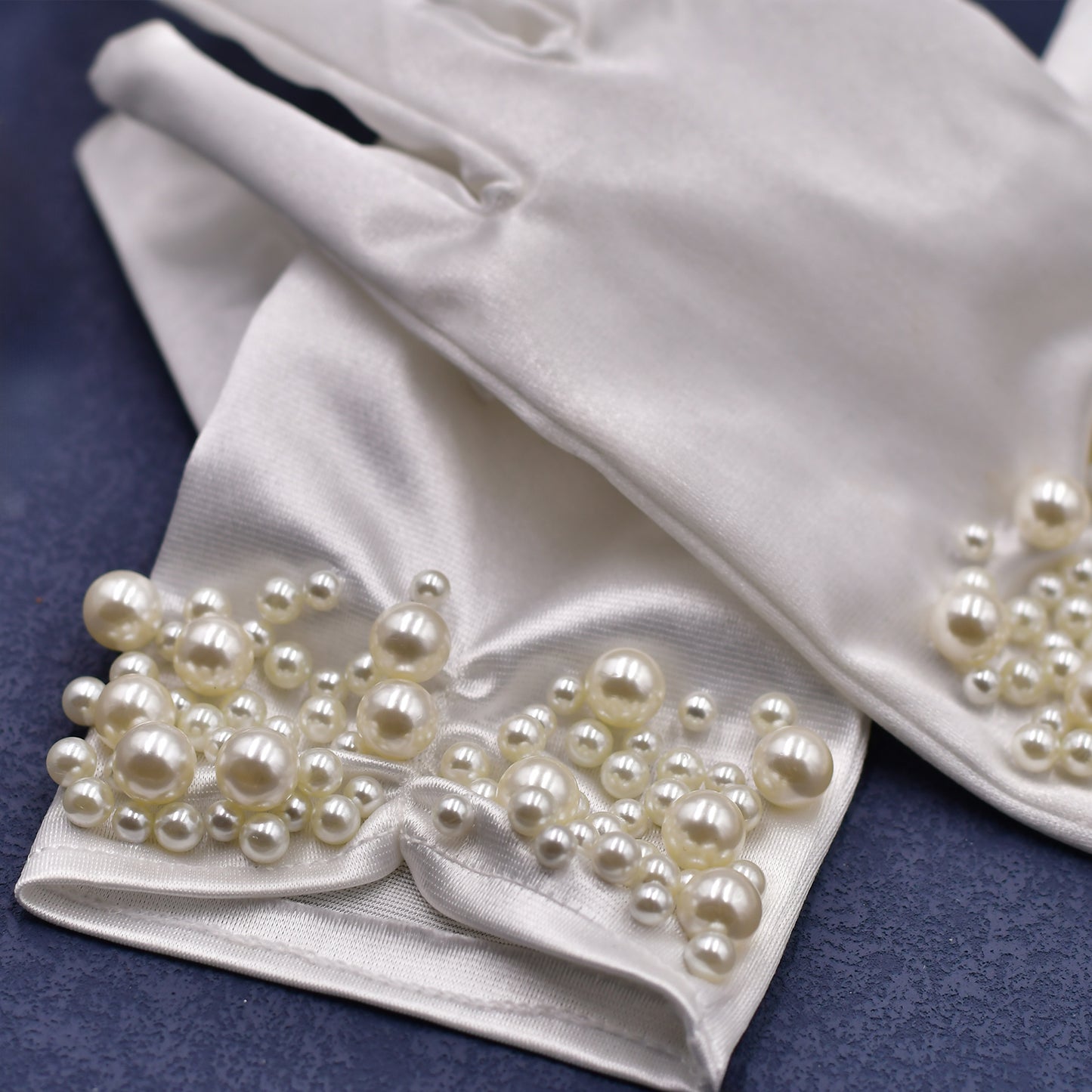 BRIDELLA BMM13 White Pearl Short Bridal Gloves Wedding Dress Accessories Evening Dress Accessories