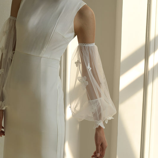 MM32-I ivory mesh shoulder sleeve