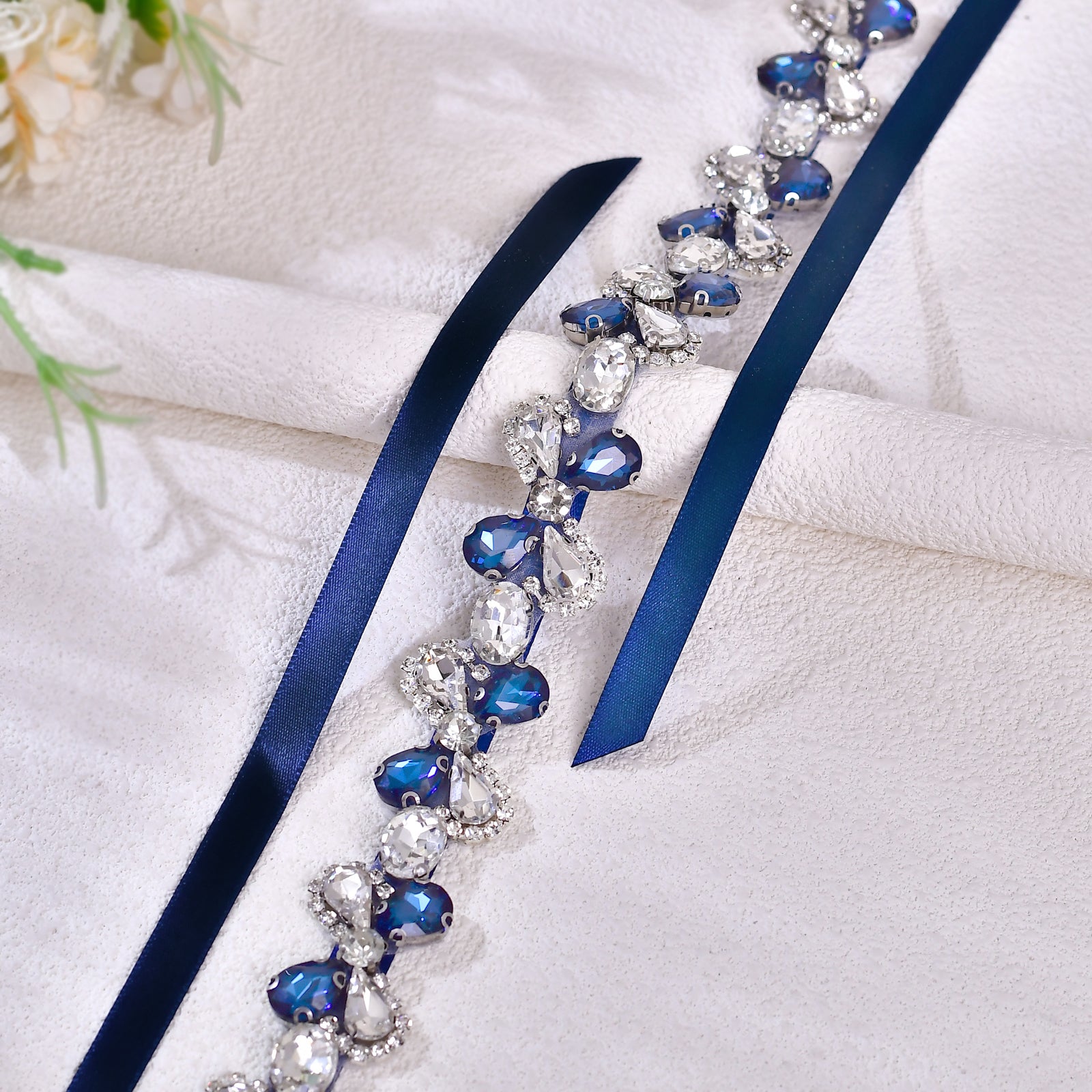 BS212ML-Navy Blue navy rhinestone belt