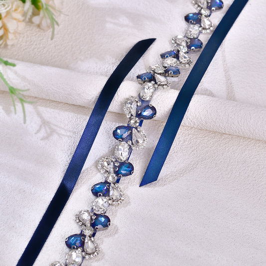 BS212ML-Navy Blue navy rhinestone belt