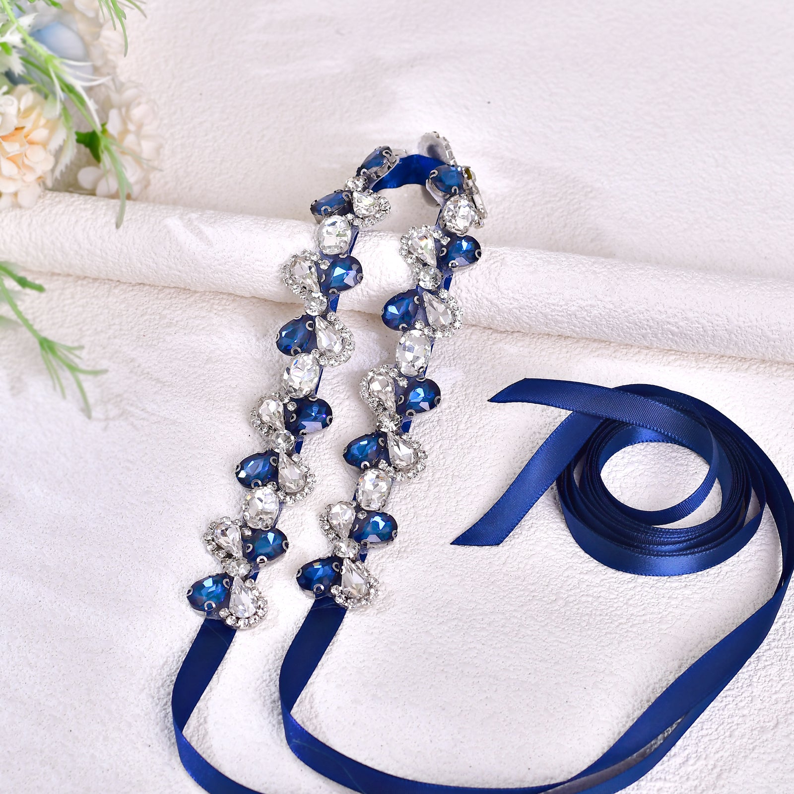 BS212ML-Navy Blue navy rhinestone belt