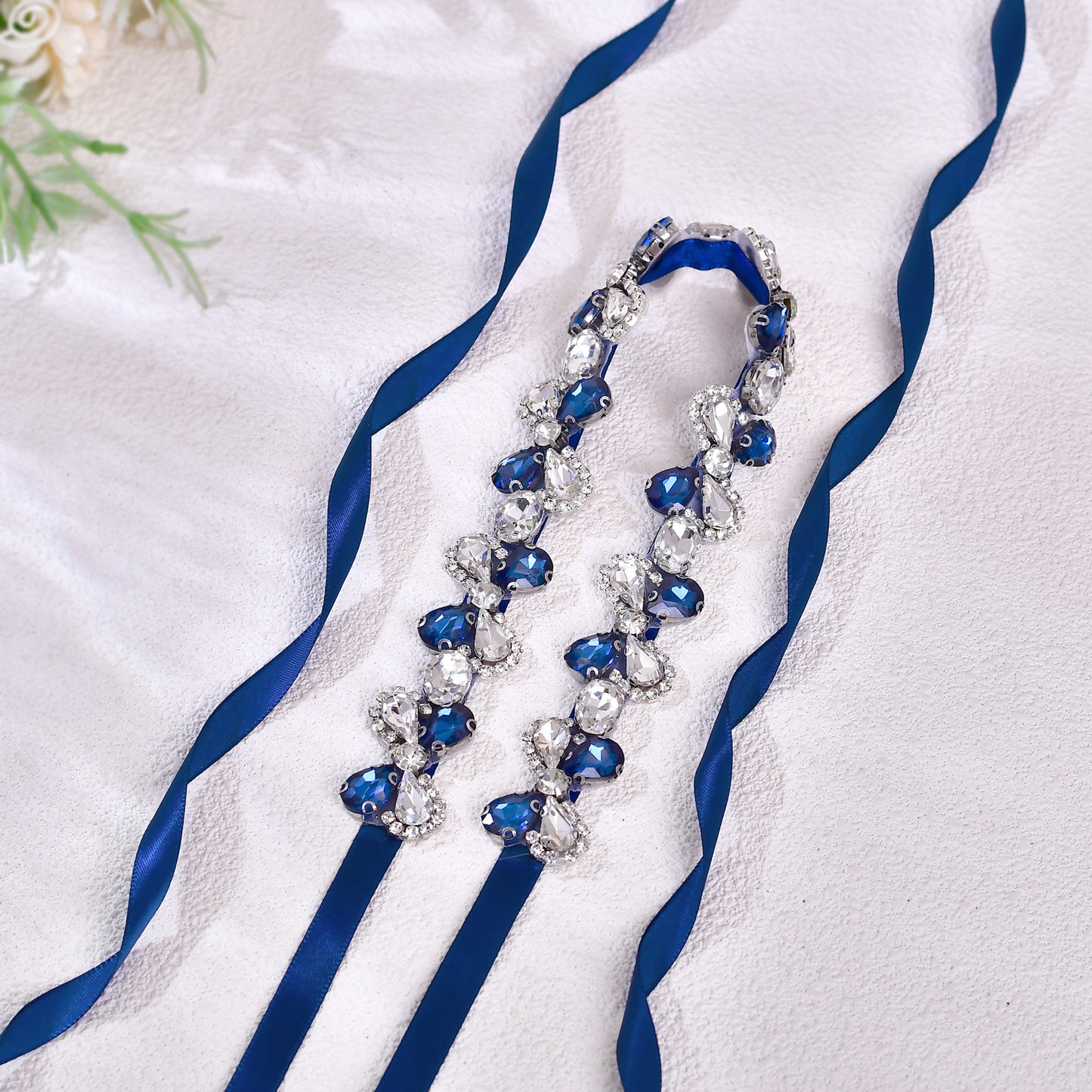 BS212ML-Navy Blue navy rhinestone belt
