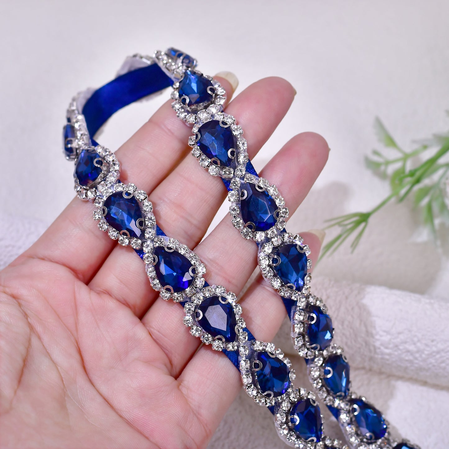 BS190ML-Navy Blue blue rhinestone belt