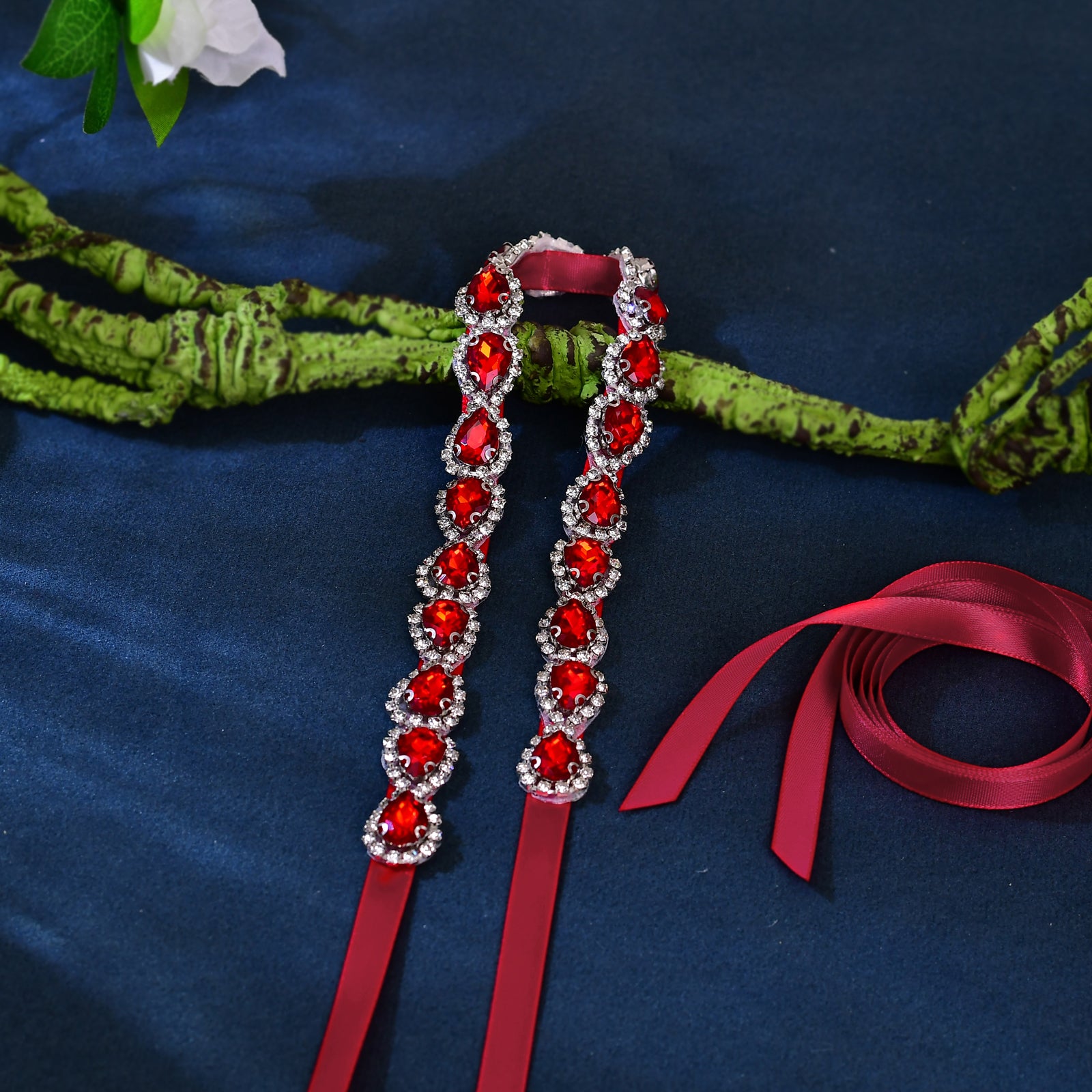 BS190R-Wine Red wine rhinestone belt