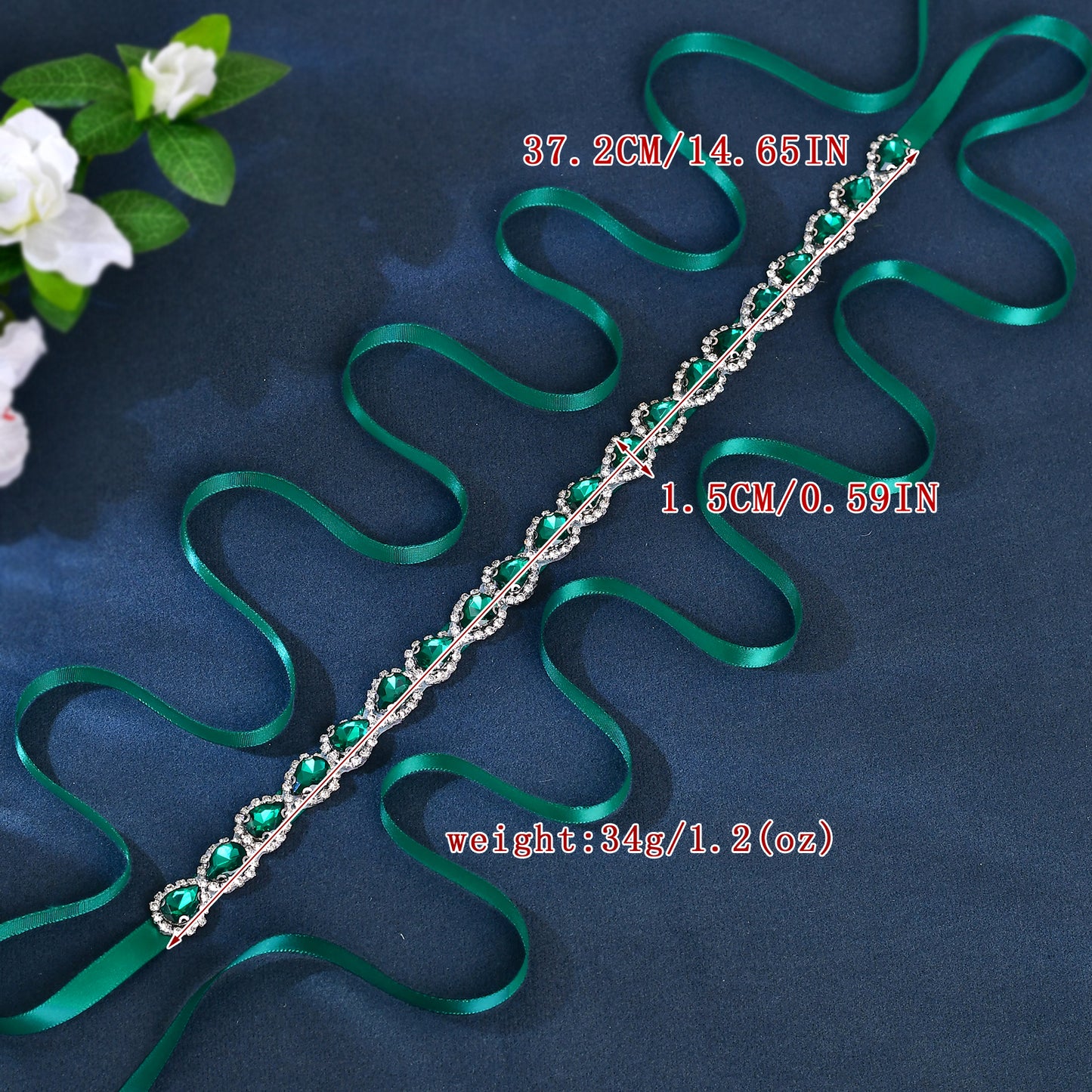 BS190KL-Green green rhinestone belt