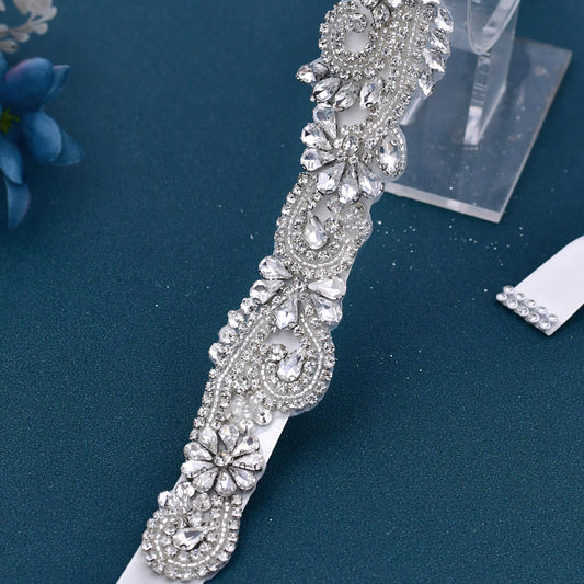 BS106 ivory rhinestone belt