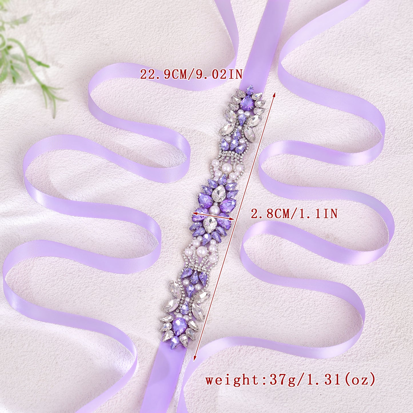 BS258-light purple lavender rhinestone pearl belt