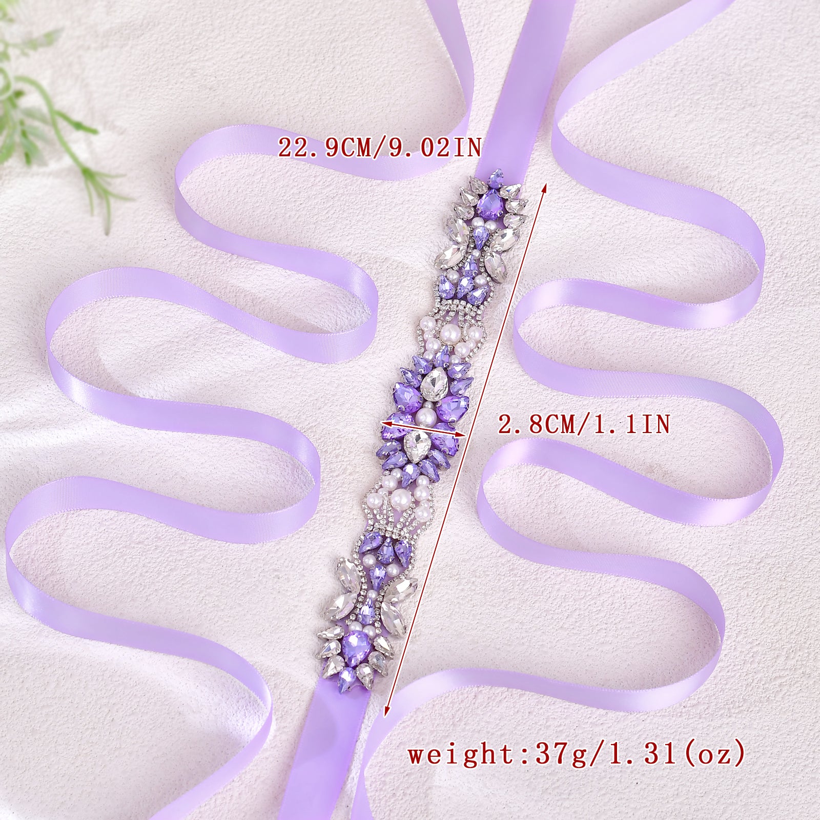 BS258-light purple lavender rhinestone pearl belt