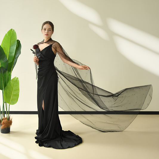 VG17A-B black pearl mesh shawl