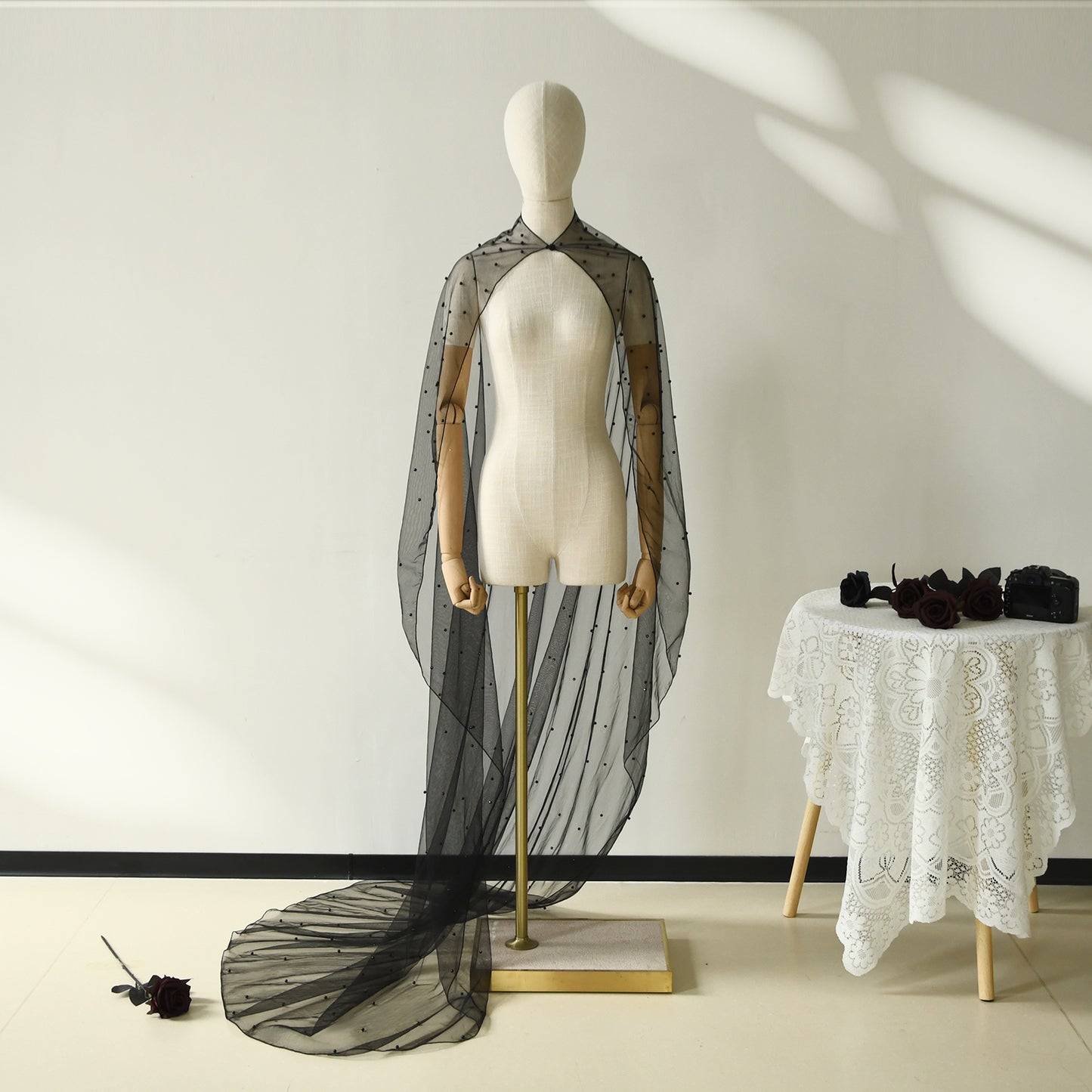 VG17A-B black pearl mesh shawl