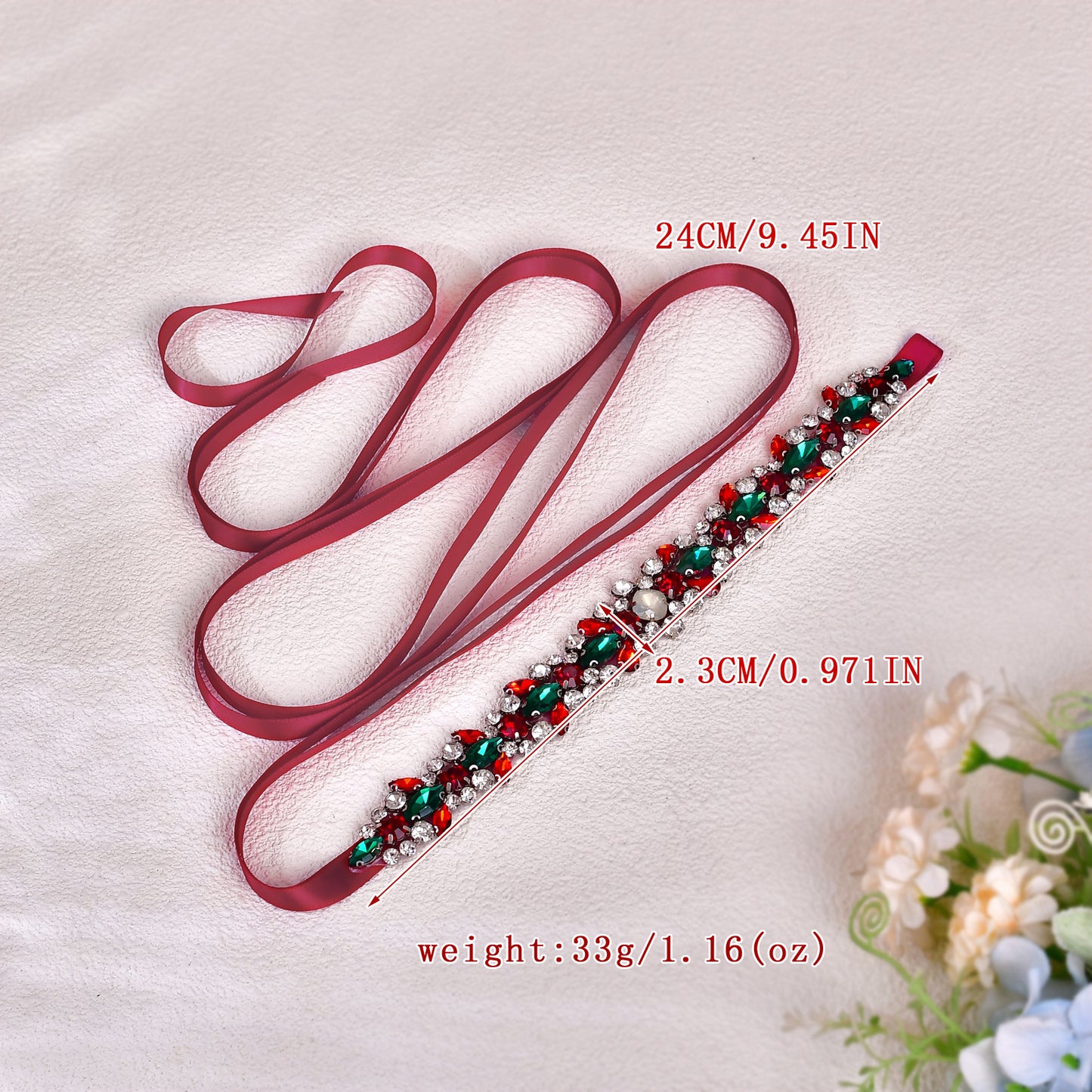 BRIDELLA BS113R Bridal Exclusive Wedding Accessories Red Dress Burgundy Waist Accessories