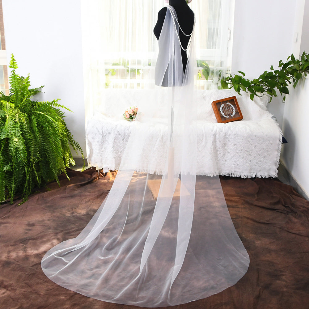 VG33-I ivory pearl mesh shawl