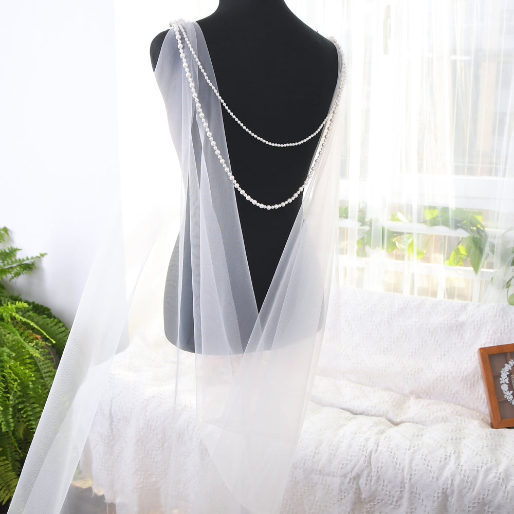 VG33-I ivory pearl mesh shawl