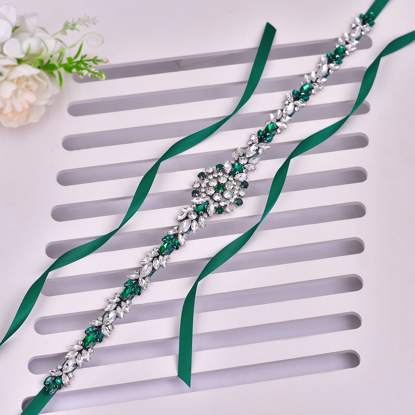 BRIDELLA BS124KL Minimalist Design With Full Diamond Waist Satin Ribbon Sweet And Stylish Accessories