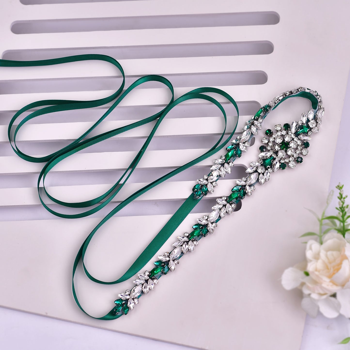 BRIDELLA BS124KL Minimalist Design With Full Diamond Waist Satin Ribbon Sweet And Stylish Accessories