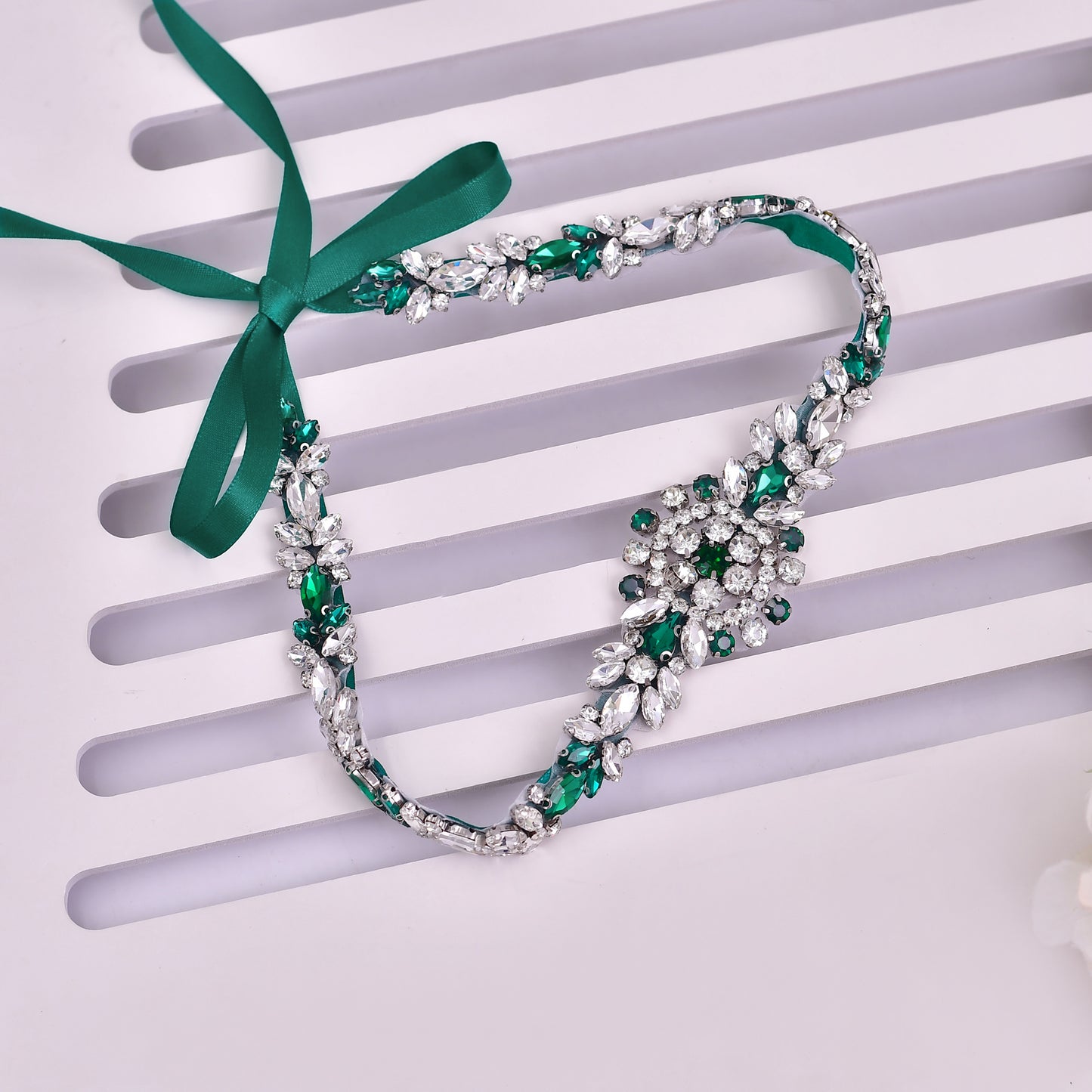 BRIDELLA BS124KL Minimalist Design With Full Diamond Waist Satin Ribbon Sweet And Stylish Accessories
