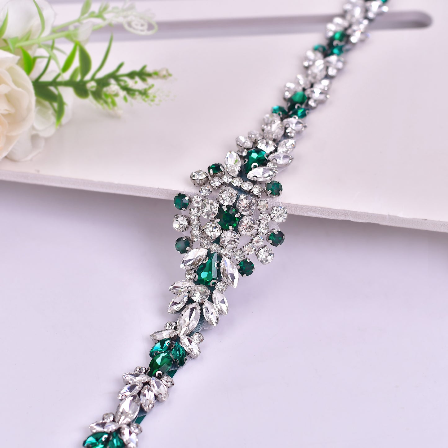 BRIDELLA BS124KL Minimalist Design With Full Diamond Waist Satin Ribbon Sweet And Stylish Accessories