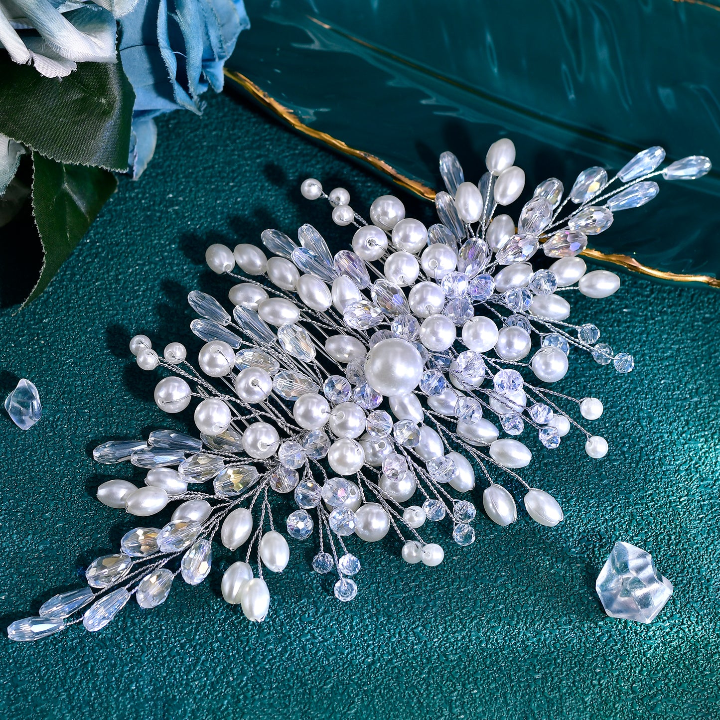 BRIDELLA HP840 Wedding Hair Combs Bridal Crystal Hair Accessories For Women Hair Jewelry Pearl Head Jewelry Women Accessories