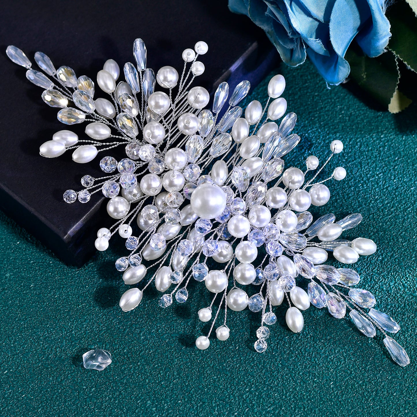 BRIDELLA HP840 Wedding Hair Combs Bridal Crystal Hair Accessories For Women Hair Jewelry Pearl Head Jewelry Women Accessories