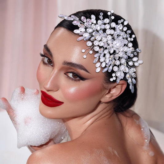 BRIDELLA HP840 Wedding Hair Combs Bridal Crystal Hair Accessories For Women Hair Jewelry Pearl Head Jewelry Women Accessories