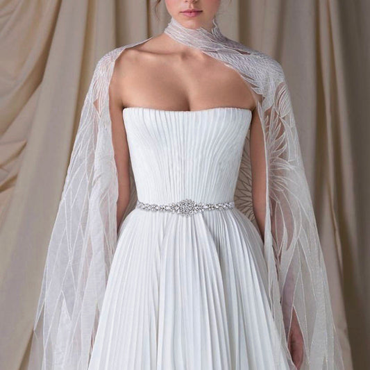 BRIDELLA BS124 Treasure Niche Belt Full Of Spirit Silver Versatile Bride Shiny Slim Waist Seal