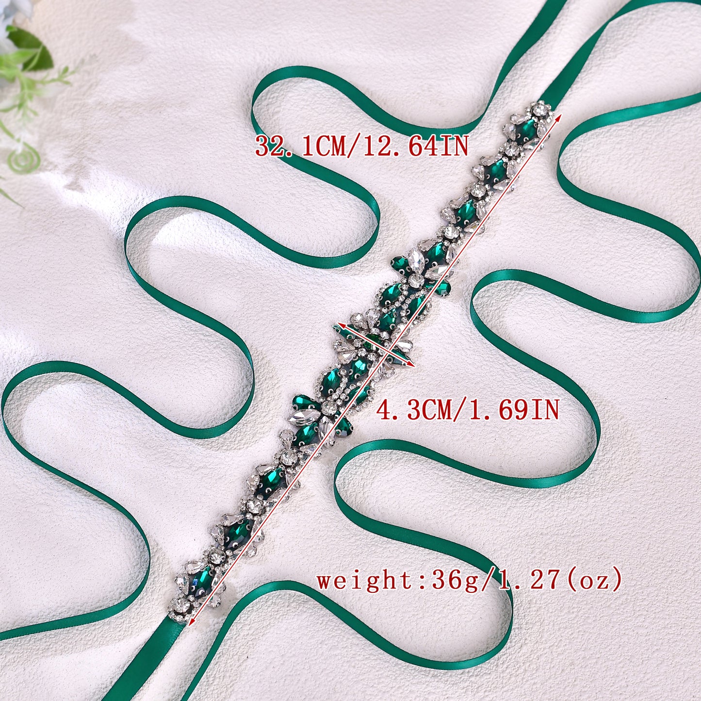 BRIDELLA BS167KL Emerald Waistband Minimalist Wedding Dress Accessories