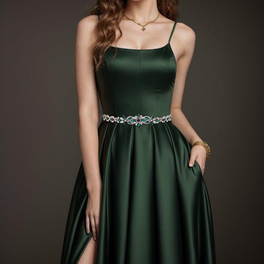 BRIDELLA BS167KL Emerald Waistband Minimalist Wedding Dress Accessories