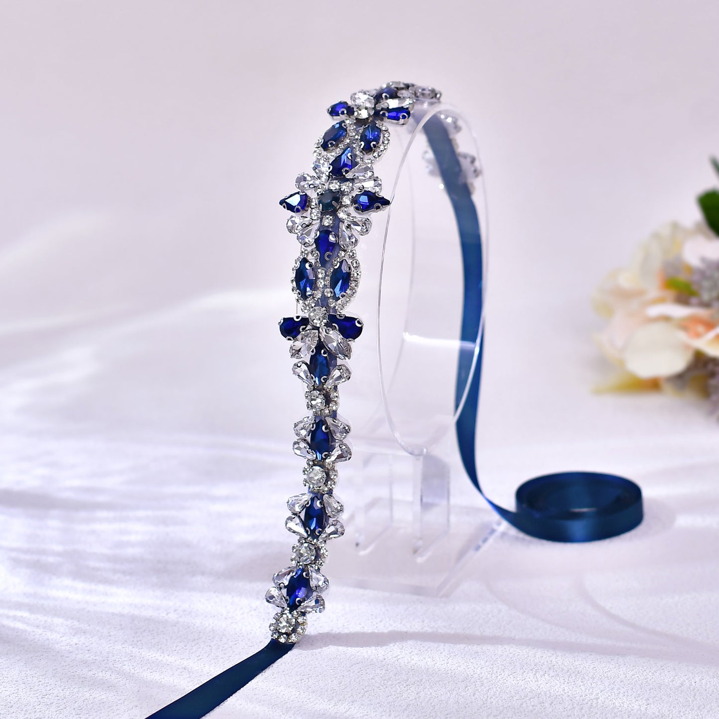 BS167ML-Navy Blue blue rhinestone belt