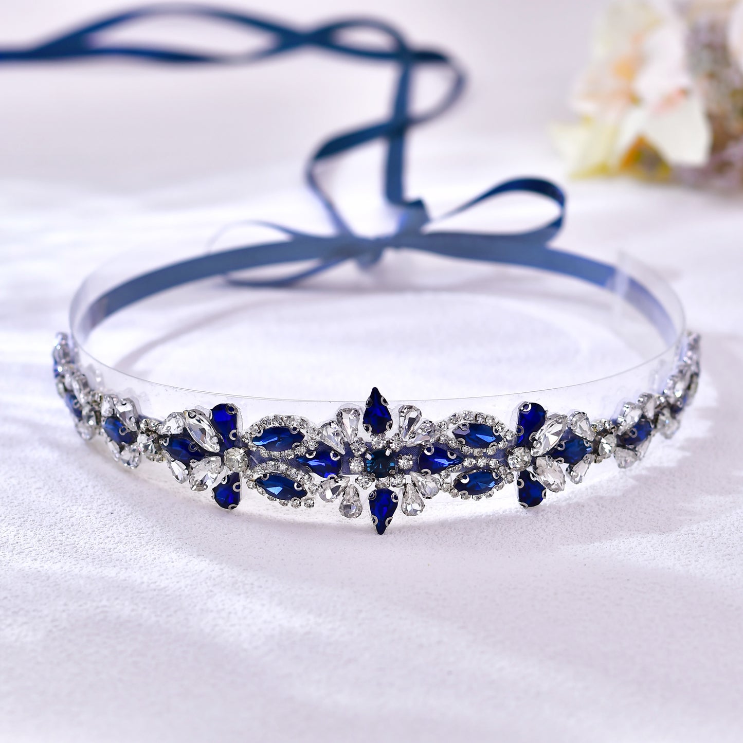 BS167ML-Navy Blue blue rhinestone belt