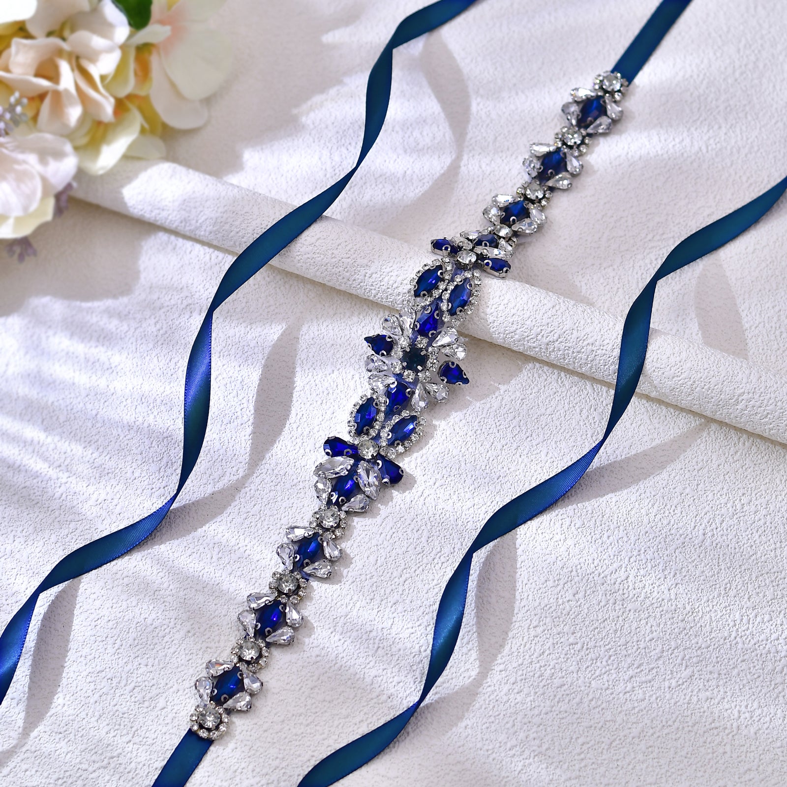 BS167ML-Navy Blue blue rhinestone belt