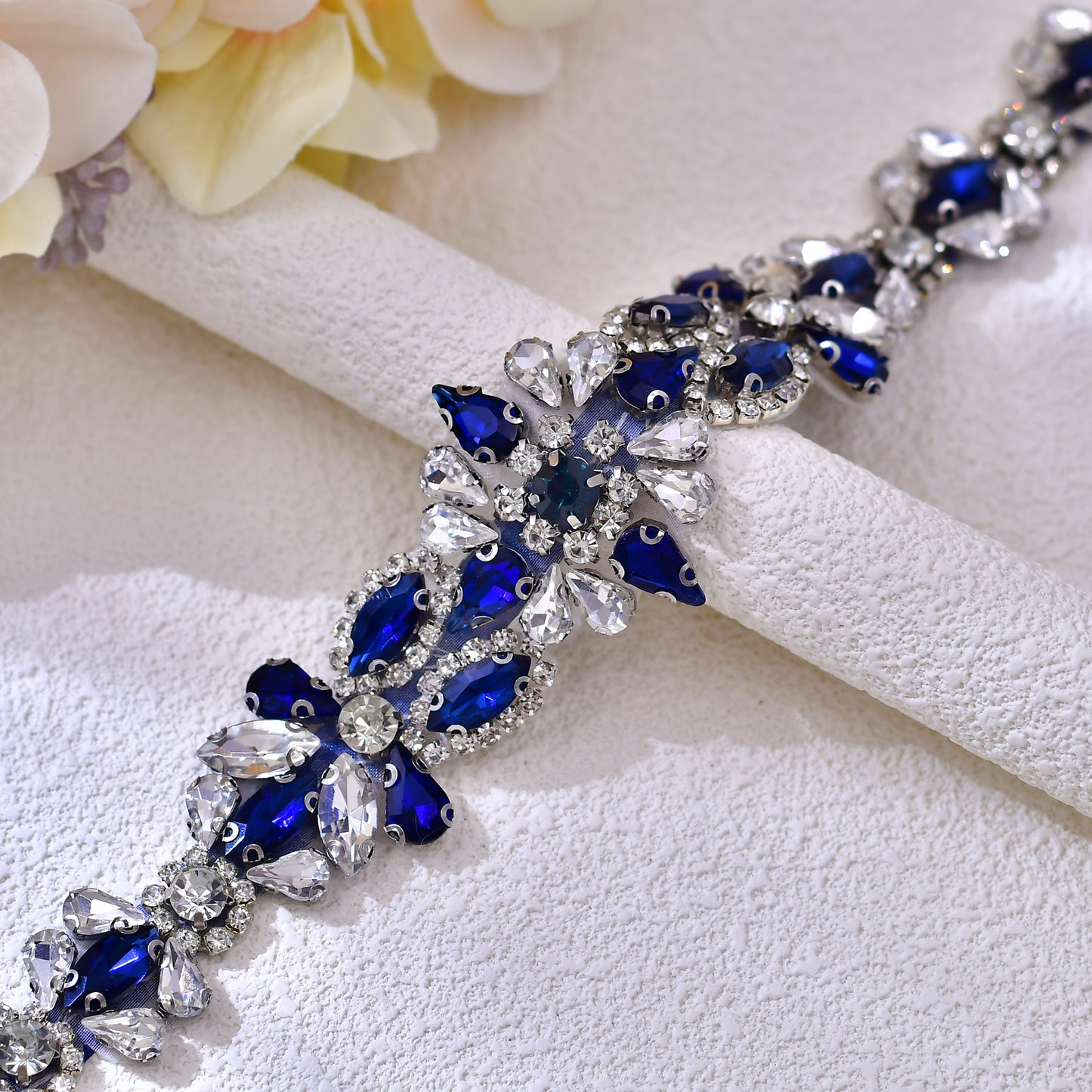 BS167ML-Navy Blue blue rhinestone belt