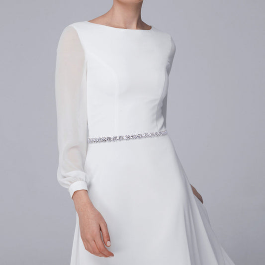 BRIDELLA BS129 Simple Silver Rhinestone Strap Belt Is A Must-Have For Summer Sweethearts